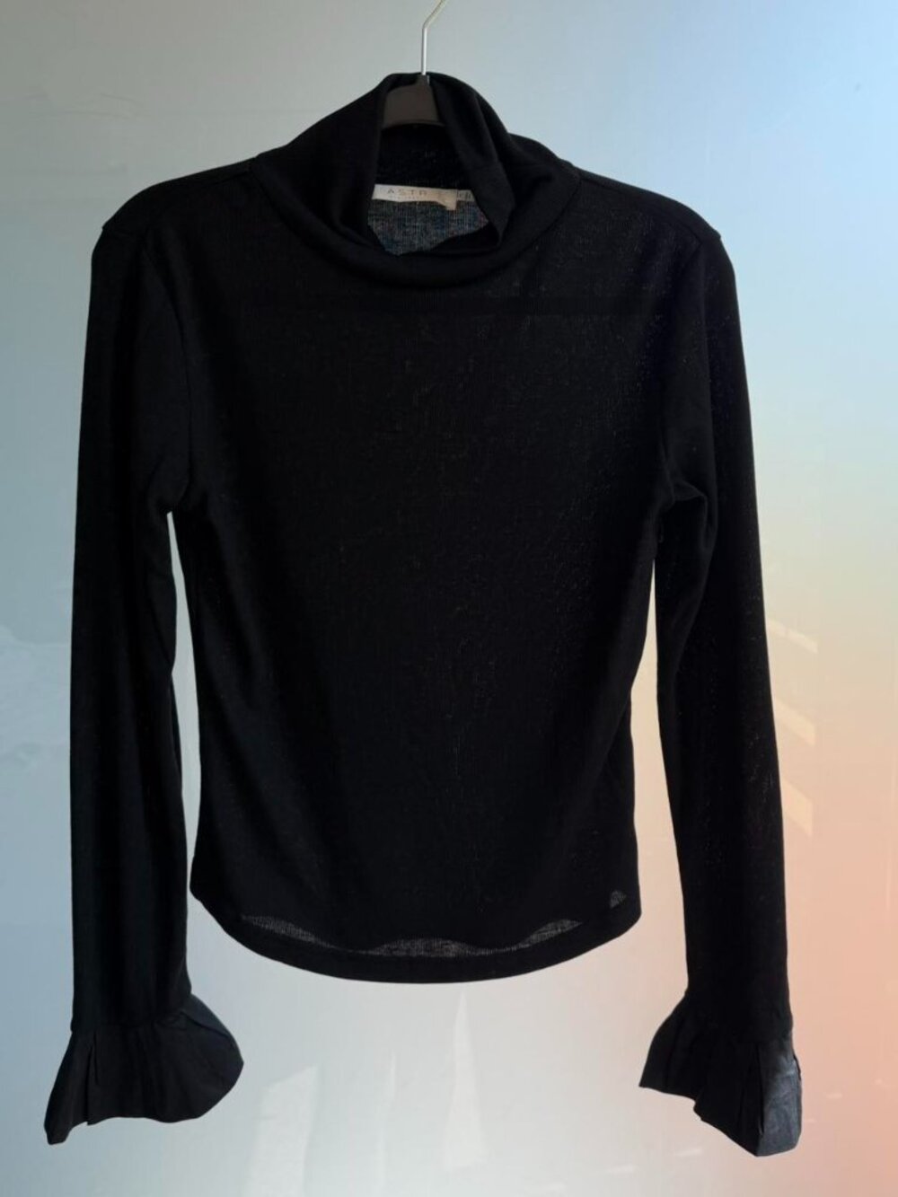 Astr Black Bell Sleeve Top